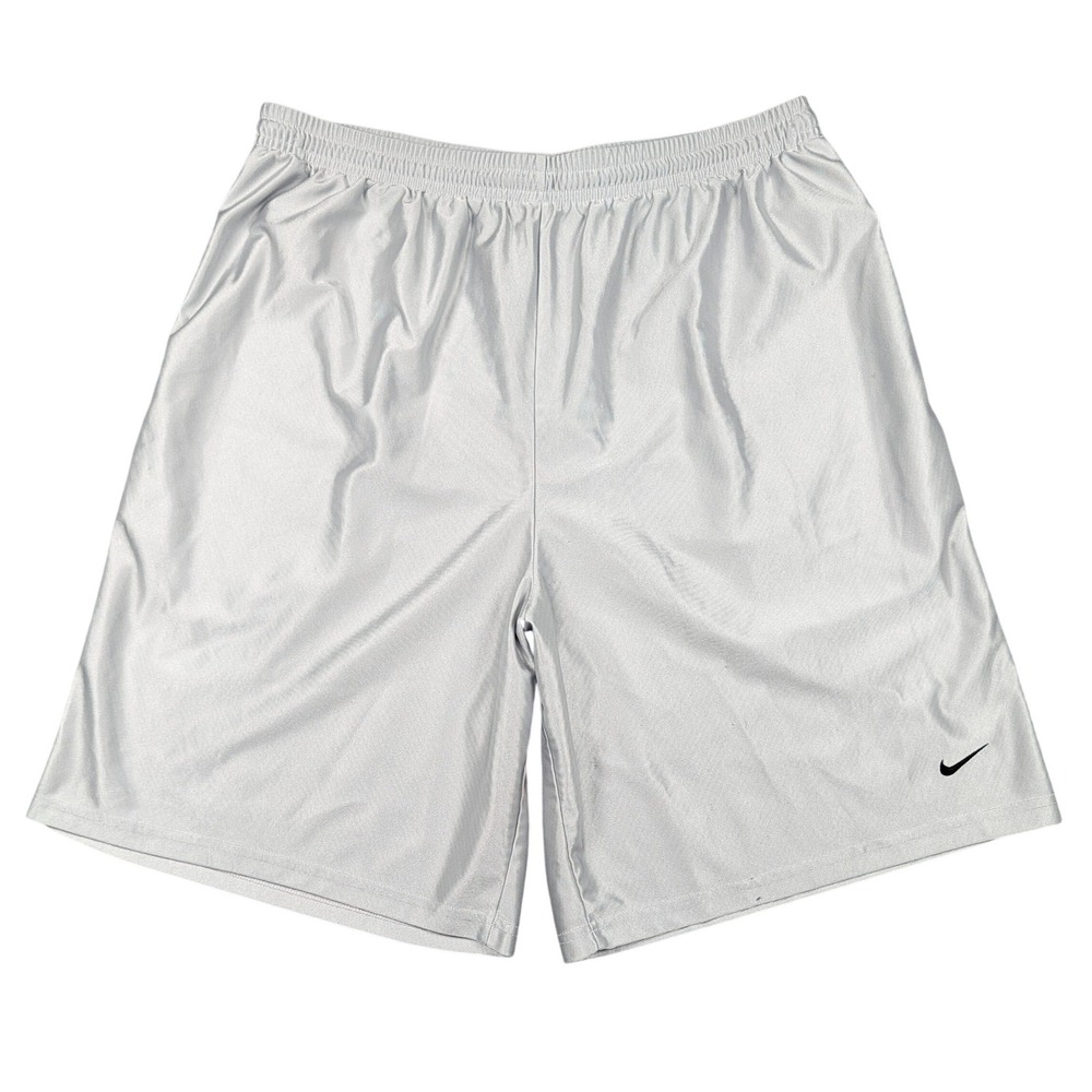 Vintage Nike Basketball Shorts Mens XL Silver Elastic Swoosh Shiny Dazzle Y2K